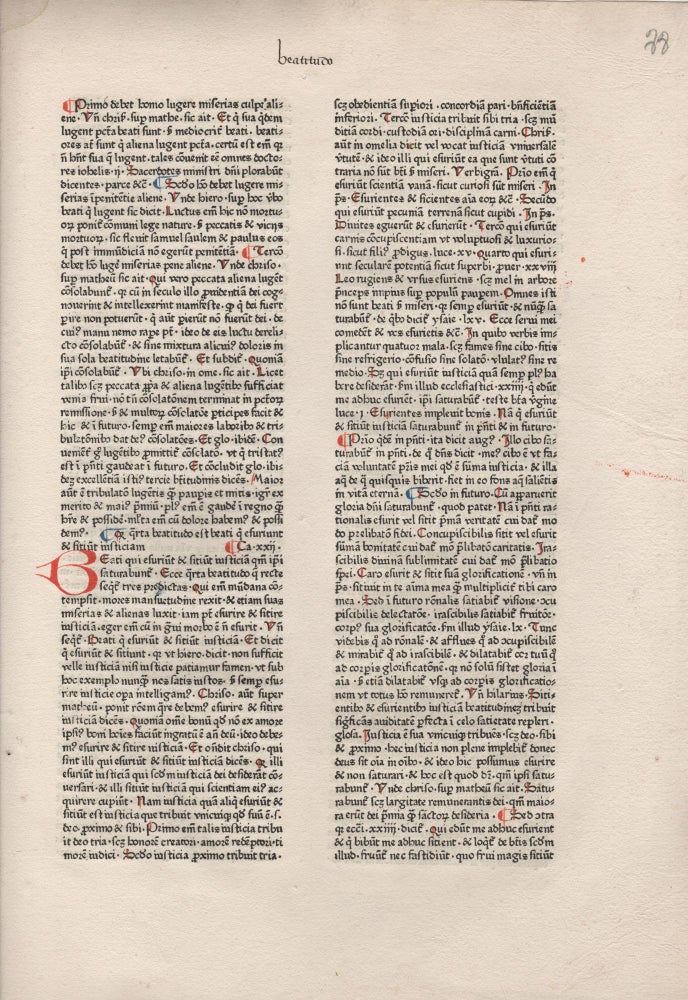 Item #202146 Single leaf from Pantheologia, 1475. Printed by Anton Koberger. Anton Koberger.