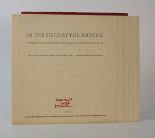 Item #203142 In the Field at the Solstice; Seven Epitaphs for His Friends by Jonathan WIlliams,...