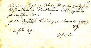 Item #203436 Autograph note signed; "Uhland," June 25, 1849. Ludwig Uhland