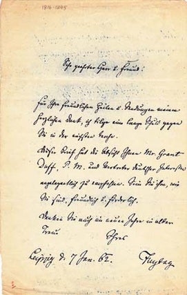 Item #203441 Autograph letter signed; "Freytag" to unnamed "Sehr geehrter Herr und Freund,"...