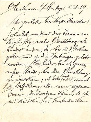 Item #203466 Autograph letter signed; "Dehmel" to an unnamed "Herr Kapellmeister," March 1, 1919....
