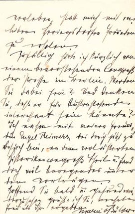 Item #203506 Autograph letter signed; "Marie v Bülow," to Ulla Frankfurter, September 6, 1908....
