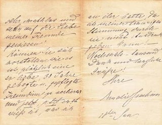 Item #203509 Autograph letter signed; "Amalie Joachim," to Frau Breiderhoff, January 10, no year....