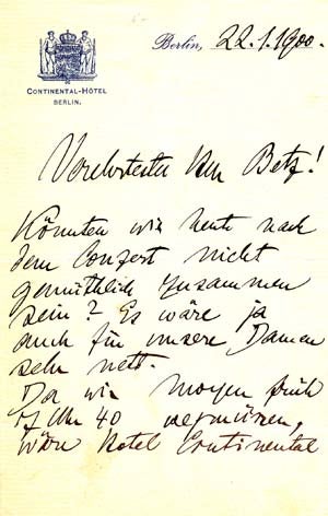 Item #203528 Autograph letter signed; "F Weingartner," to Herr Betz, January 22, 1900. Felix Weingartner.