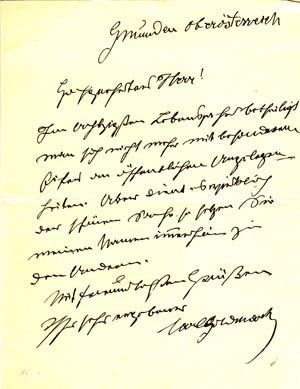Item #203546 Autograph letter signed; "Karl Goldmark," to "Hochgeehrter Herr," no date. Karl...