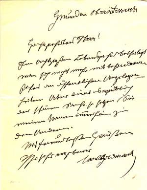 Item #203546 Autograph letter signed; "Karl Goldmark," to "Hochgeehrter Herr," no date. Karl...