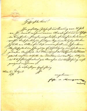 Item #203563 Letter signed; "Frhr v. Dingelstedt," to Ulla Frankfurter (unnamed), April...
