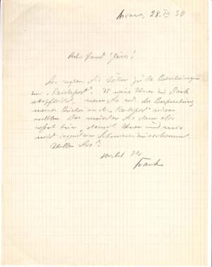 Item #203575 Autograph letter signed; "Frank," in pencil, to Ernst Glaeser, March 28, 1936. Leonhard Frank.