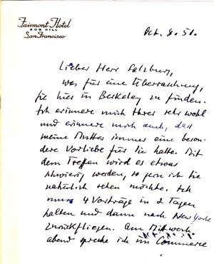 Item #203580 Autograph letter signed; "Martin Gumpert," to Dr. Salzburg, October 8, 1951. Martin...