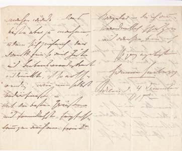Item #203585 Autograph letter signed; "Hermann Heiberg," to Ulla Frankfurter (unnamed), December 4, 1885. Hermann Heiberg.
