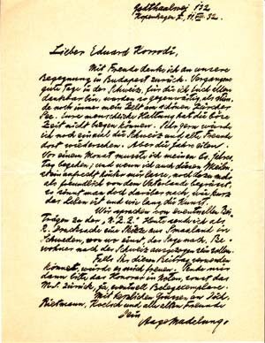 Item #203593 Autogrpah letter signed; "Aage Madelung," to Eduard Korrodi, August 11,...