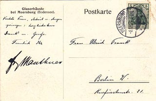 Item #203594 Autograph letter signed and autograph postcard signed; "Mauthner" & "F. Mauthner,"...
