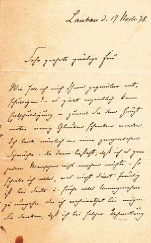 Item #203598 Autograph letter signed; "G. v. Moser," to Ulla Frankfurter (unnamed), November 17, 1878. Gustav von Moser.