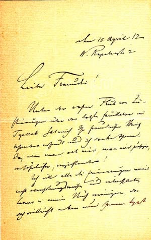 Item #203602 Autograph letter signed; "Felix Philipi," to Ulla Frankfurter ("Liebe Freundin"), April 10, 1912. Felix Philippi.