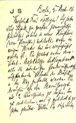 Item #203610 Autograph letter signed; "Julius Stettenheim," to Ulla Frankfurter ("Verehrteste...