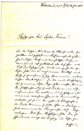 Item #203625 Autograph letter signed; "Julius Wolff," to Sophie Verena, July 16, 1882. Julius Wolff
