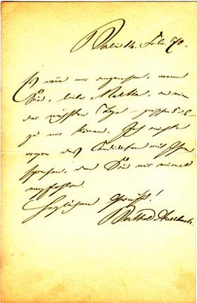 Item #203656 Autograph letter signed; "Berthold Auerbach," to Dr. Martin Philppsohn, February 11,...