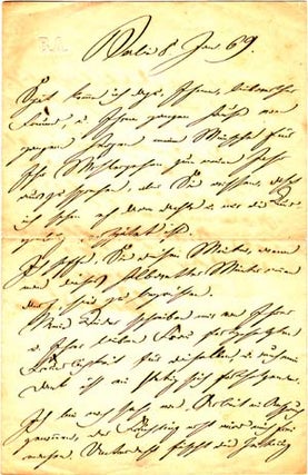 Item #203657 Autograph letter signed; "Berthold Auerbach," June 8, 1869. Berthold Auerbach