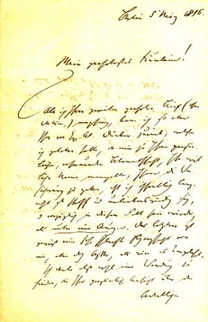 Item #203663 Autograph letter signed; "L Rellstab," to Sophie Verena ("Mein geehrtestes Fräulein"), March 5, 1856. Ludwig Rellstab.