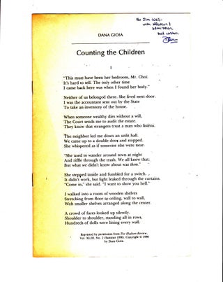 Item #204184 Counting the Children. Dana Gioia