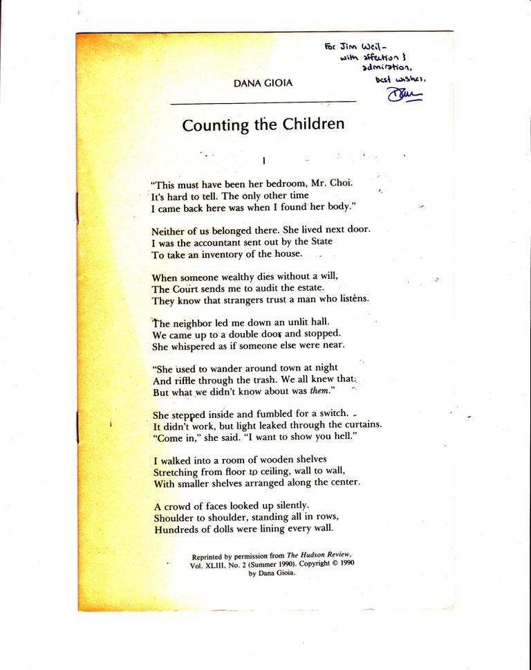 Item #204184 Counting the Children. Dana Gioia.