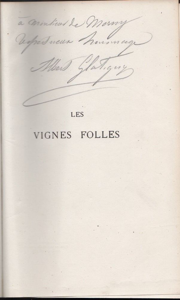 Item #204260 Les Vignes Folles; Poesies, avec une frontispiece de Charles Voillemot, Gravé à l'eau-forte par Bracquemond. Albert Glatigny.