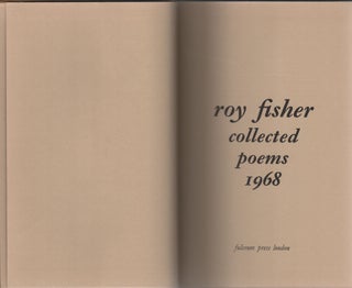 Item #204308 Collected Poems 1968. Roy Fisher