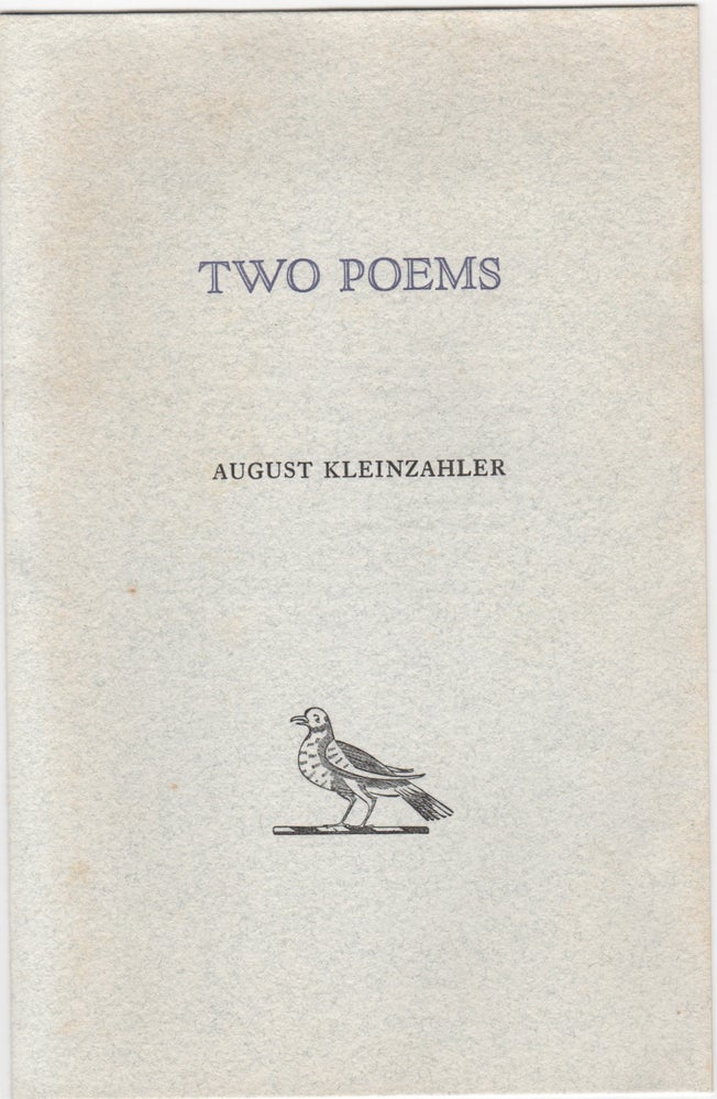 Item #204331 Two Poems [cover title]. August Kleinzahler.