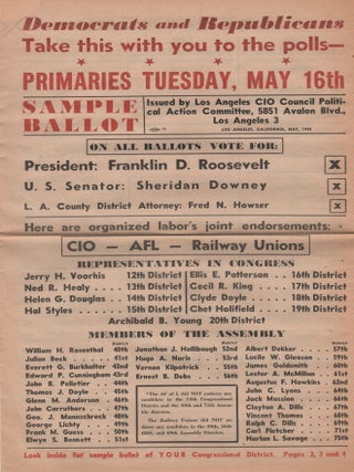Item #204433 Democrats and Republicans Take This with You to the Polls--; Primaries Tuesday, May...