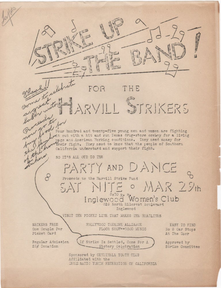 Item #204618 Strike Up the Band; for the Harvill Strikers . . Labor Movement.