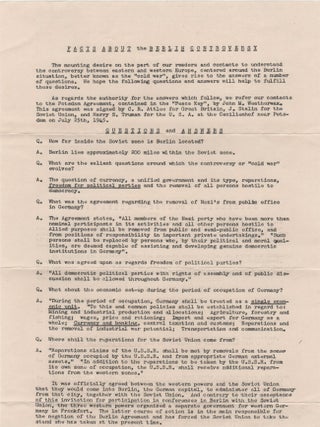 Item #204680 Facts About the Berlin Controversy; . . . Questions and Answers. Cold War