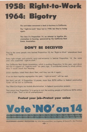Item #204710 1958: Right-to-Work, 1964: Bigotry; . . . Don't Be Deceived. Civil Rights