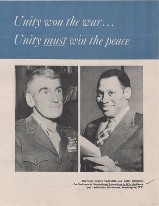 Item #204721 Unity won the war...Unity must win the peace; [cover title]. Cold War