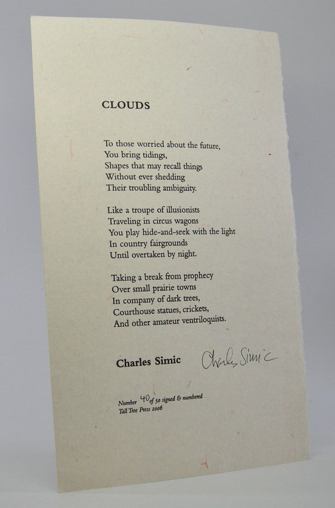 Item #206073 Clouds. Charles Simic.