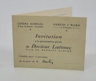 Item #206086 Invitation; à la présentation privée du Docteur Laënnec, Film de Maurice Cloche....