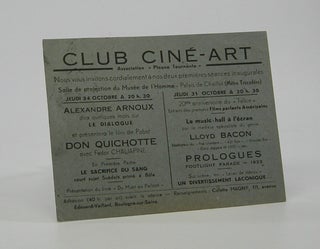 Item #206089 Club Ciné-Art; Invitation card. Cinema Clubs