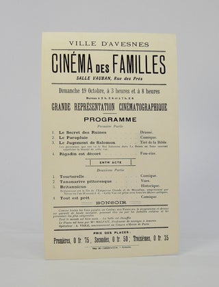 Item #206132 Grand Représentation Cinématographique; Programme. . Early Cinema