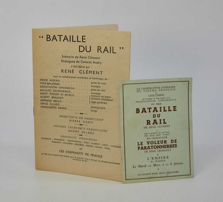 Item #206136 Bataille du Rail; Printed program and invitation card. René Clément.
