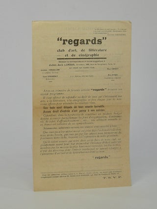 Item #206137 "Regards"; Club d'Art, e Littérature et de Cinégraphie. Cinema Clubs