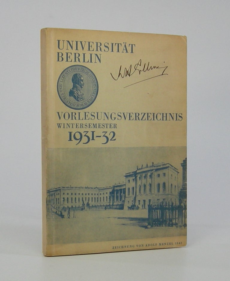 Item #206159 Friedrich-Wilhelms-Universität zu Berlin; Vorlesungsverzeichnis, Wintersemester, 1931-1932. Education.