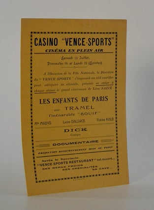 Item #206185 Casino "Vence-Sports"; Cinéma en plein air. Silent Film