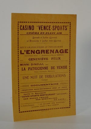 Item #206186 Casino "Vence-Sports"; Cinéma en plein air . . Silent Film