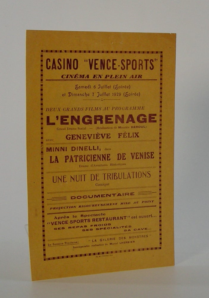 Item #206186 Casino "Vence-Sports"; Cinéma en plein air . . Silent Film.