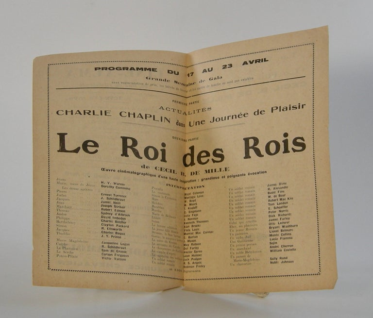 Item #206188 Le Roi des Rois; Programme du 17 au 23 Avril. Cecil B. De Mille.