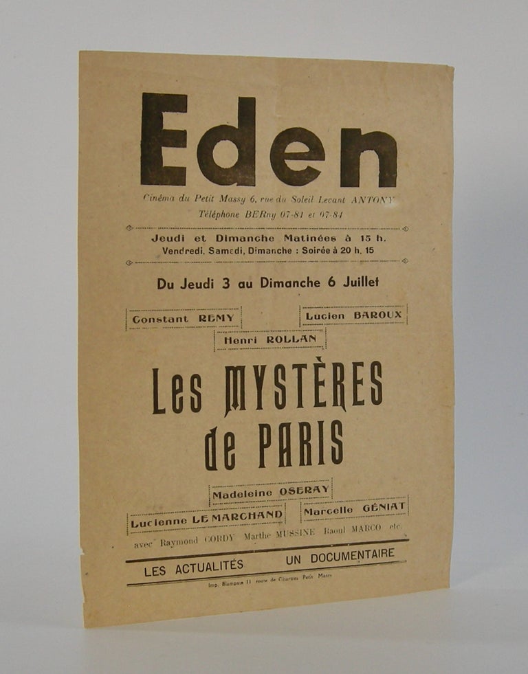 Item #206189 "Les Mysteres de Paris" Censorship.