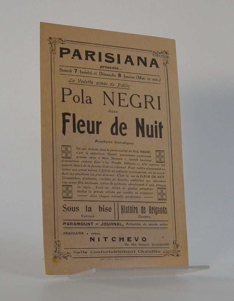 Item #206191 Pola Negri dans Fleur de Nuit; Aventure dramatiques. Silent Film.
