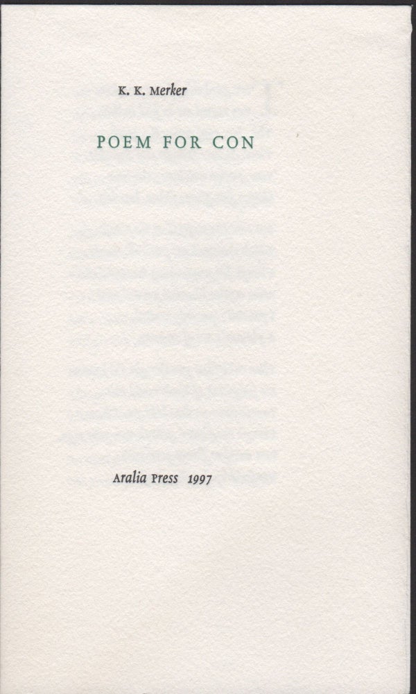 Item #206418 Poem for Con. K. K. Merker.