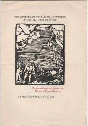 Item #206463 Uphill Press Card - Printed by August Heckscher; Illustration woodcut by Elaine...