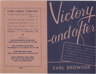 Item #206810 Victory and After. Earl Browder