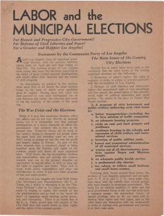 Item #206894 Labor and the Municipal Elections. CPUSA